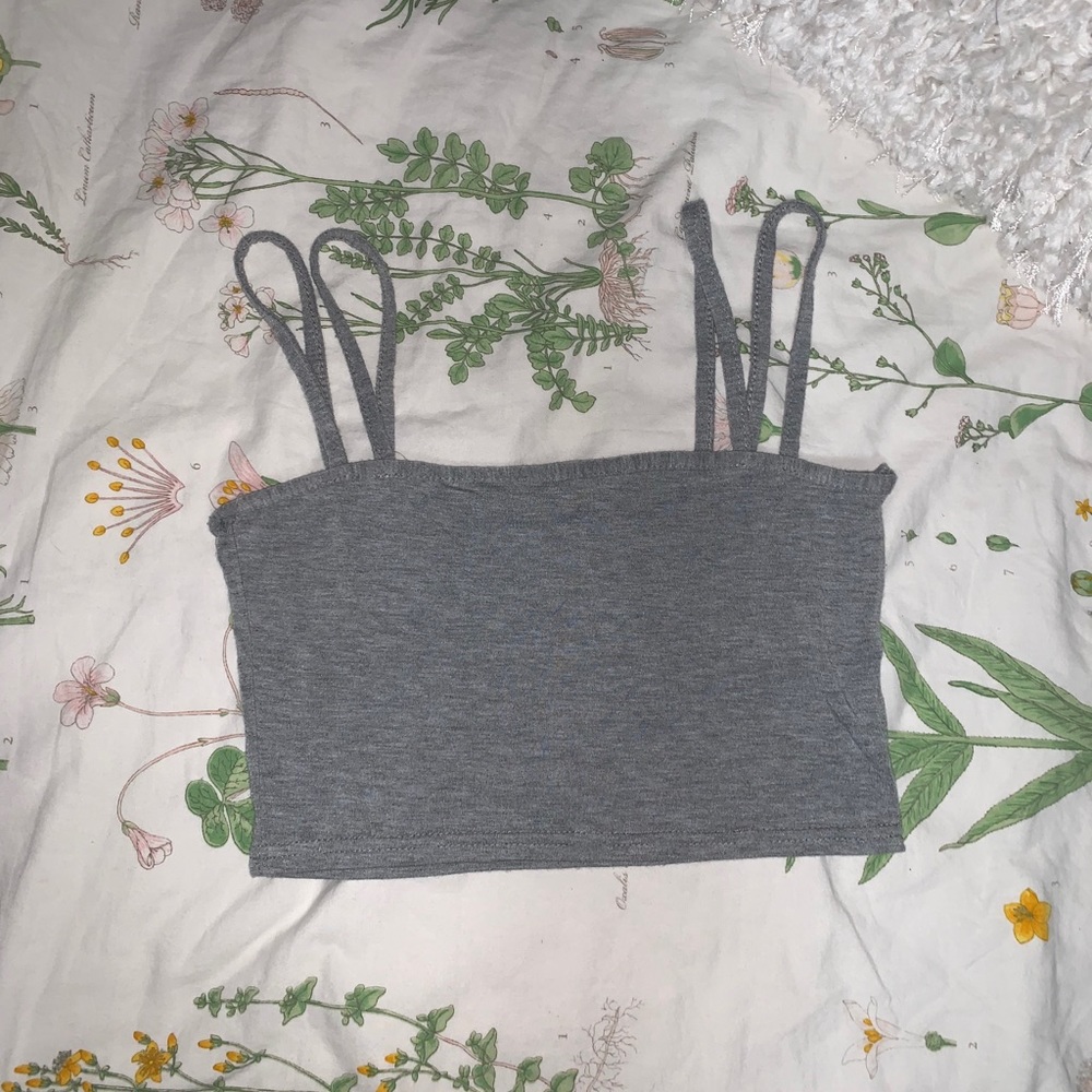 PLT Grey Strappy Crop Top